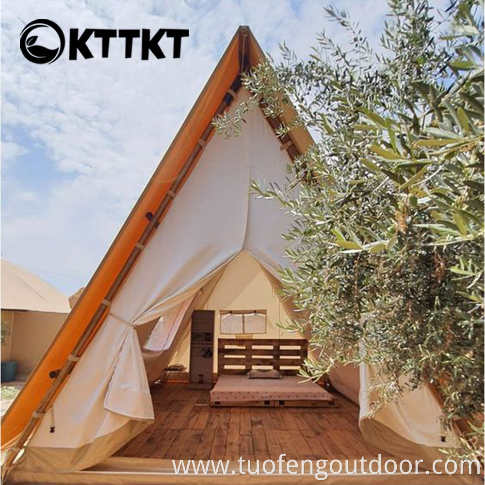 White Outdoor Camping Triangular Log Tent2 Jpg